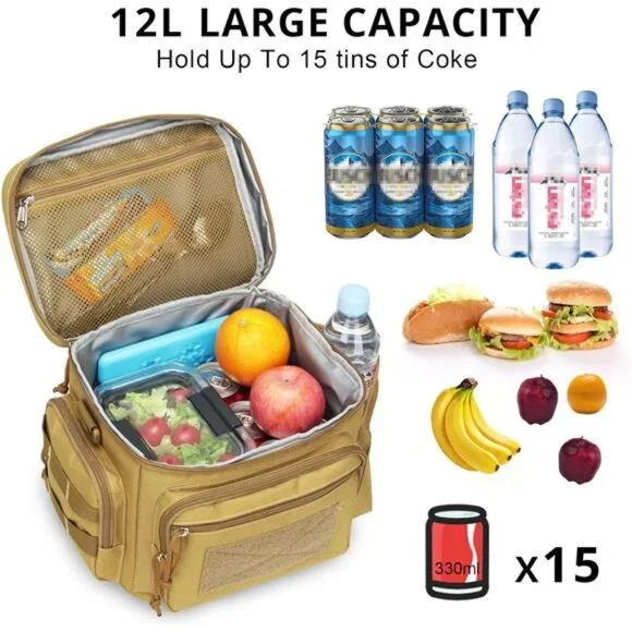 Tactical Lunch Bag MOLLE Webbing Leakproof Insulated Large Lunch Cooler